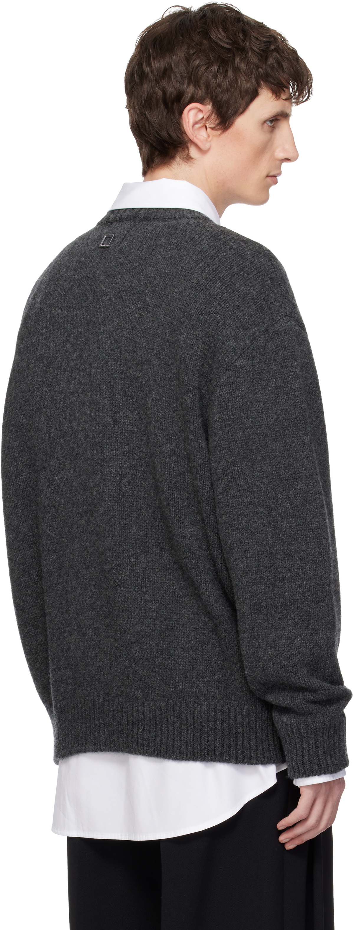 WOOYOUNGMI Gray Flower Jacquard Wool Sweater