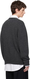 WOOYOUNGMI Gray Flower Jacquard Wool Sweater