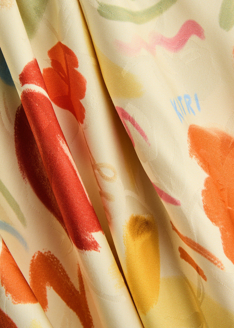Kitri Effie Floral-print Satin Midi Dress Yellow