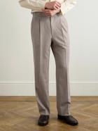 Stòffa - Wide-Leg Pleated Wool Suit Trousers - Brown