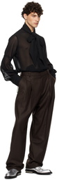 Anna Sui Black Georgette Tie Neck Blouse