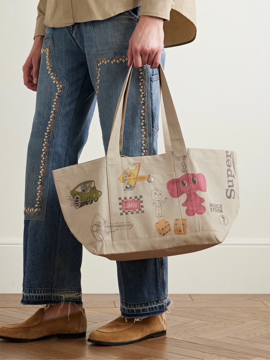 Small Talk - Utility Printed Herringbone Canvas Shoulder Bag