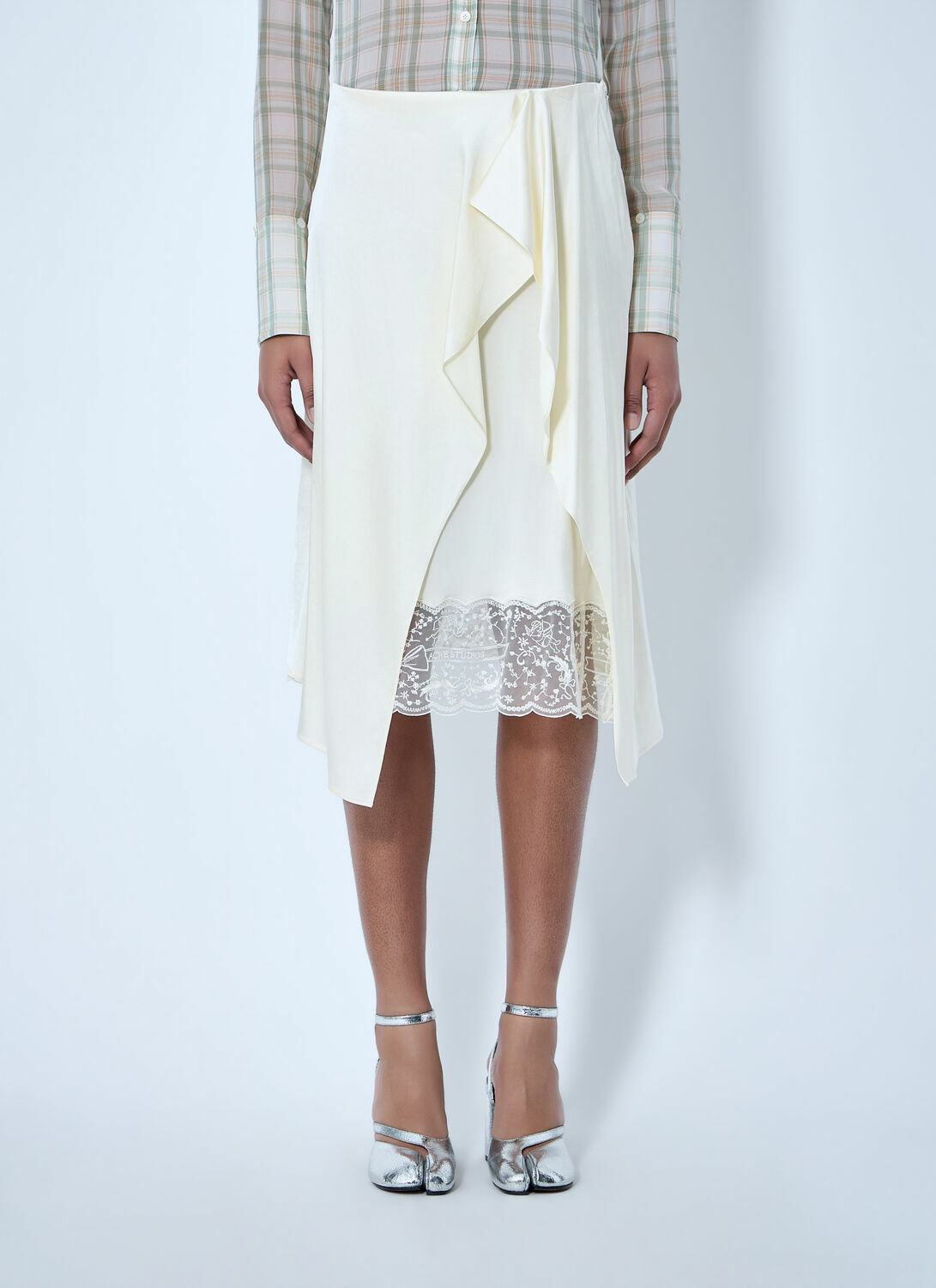 Acne Studios Asymmetric Lace-Trim Skirt