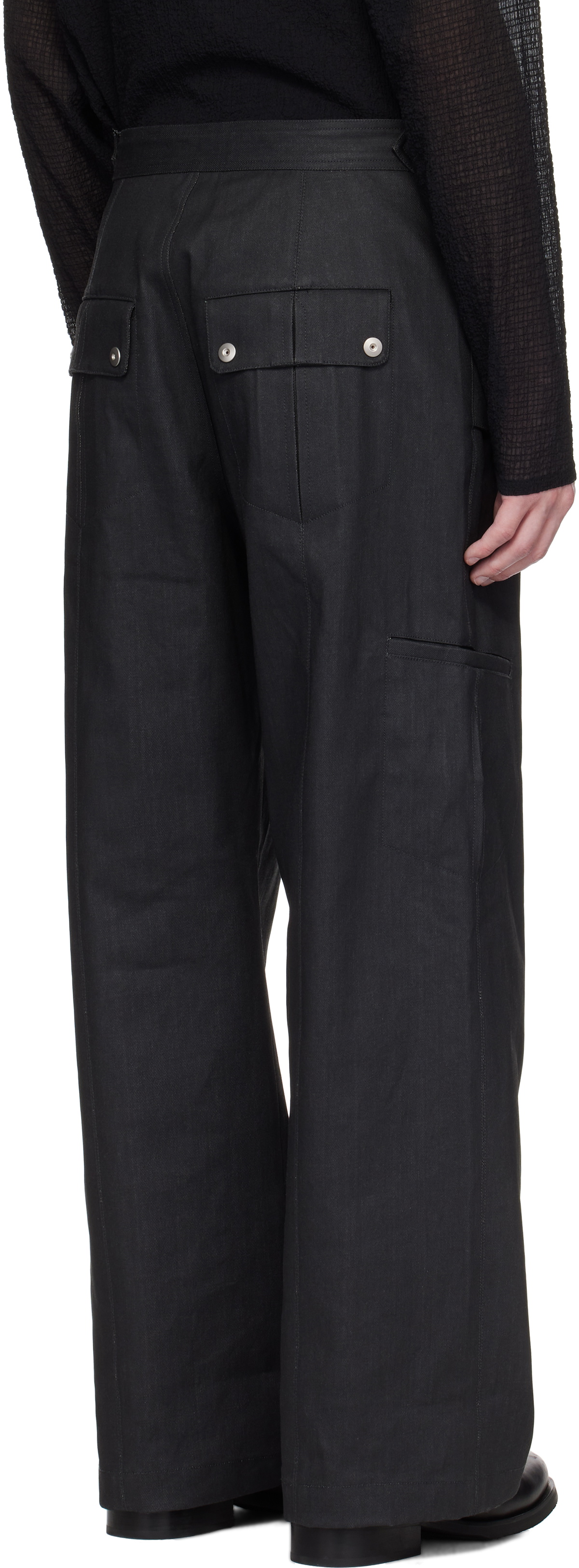 Omar Afridi Black Carol Coated Denim Cargo Pants