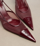 Saint Laurent Renée leather-trimmed slingback pumps