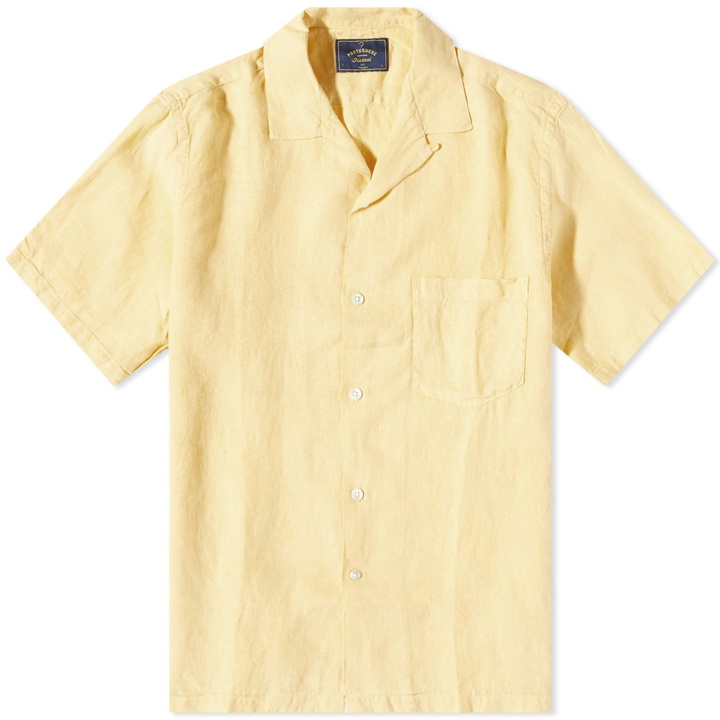 Photo: Portuguese Flannel Men's Linen Camp Vacation Shirt in Yellow