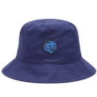 Maison Kitsuné Men's Fox Head Patch Bucket Hat in Ink Blue