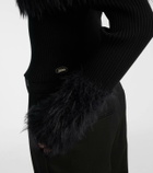 Jean Paul Gaultier Ribbed-knit faux fur-trimmed top