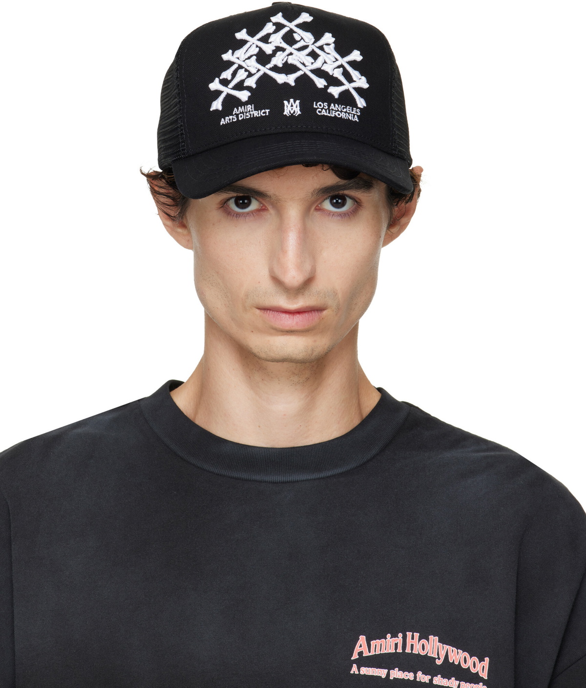 AMIRI Black Paint Drip Core Logo Trucker Cap Amiri
