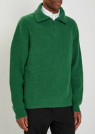 The Elder Statesman Clemente Half-zip Ribbed Cashmere Jumper Dark Green