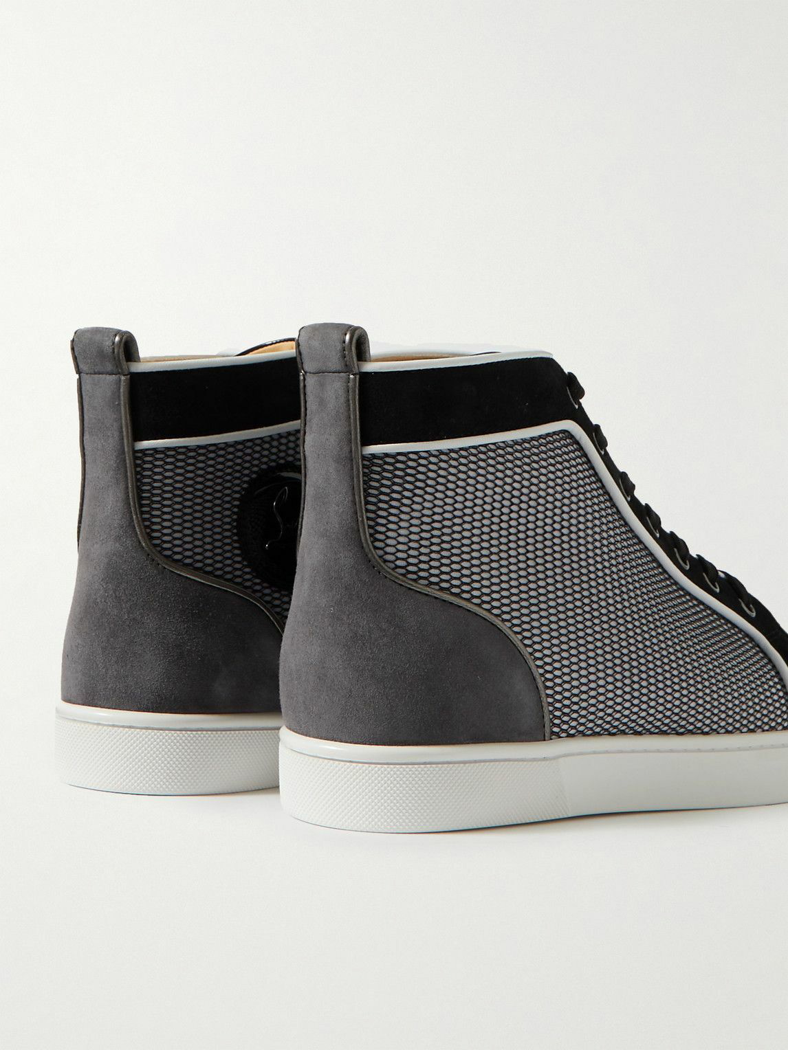 Christian Louboutin Louis Orlato Logo-Appliquéd Felt-trimmed Leather and Mesh High-Top Sneakers - Men - Black Sneakers - EU 42