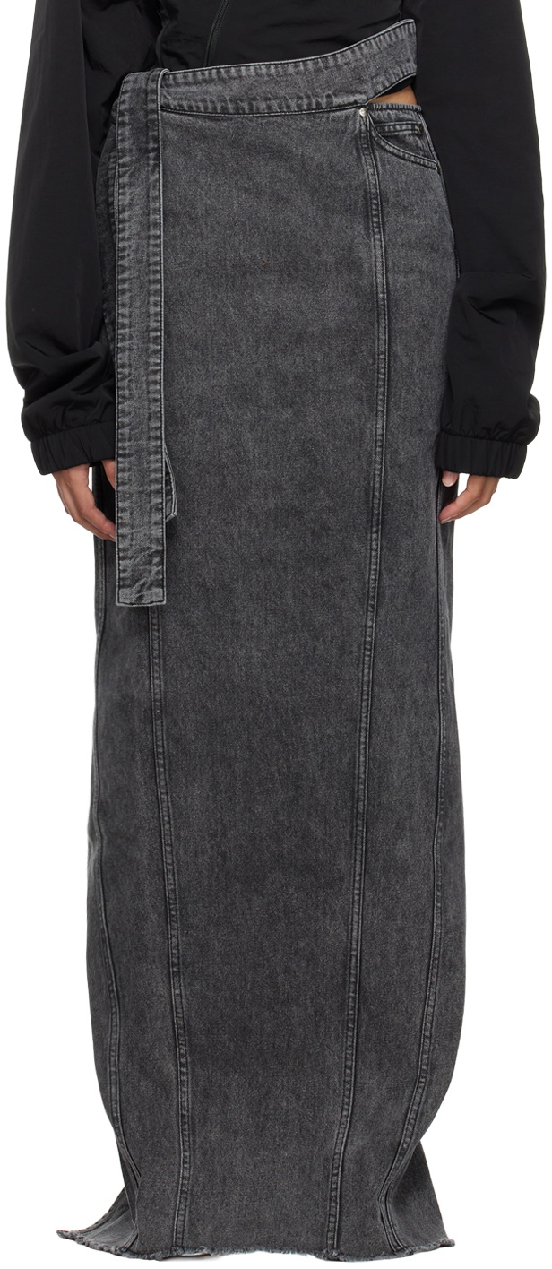 Jade Cropper Gray Cutout Denim Maxi Skirt