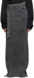 Jade Cropper Gray Cutout Denim Maxi Skirt