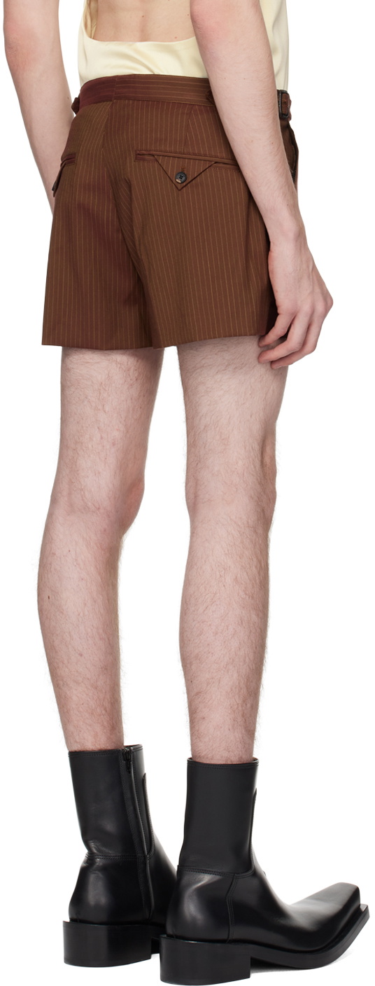 EGONlab Brown Double Buckle Shorts
