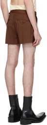 EGONlab Brown Double Buckle Shorts