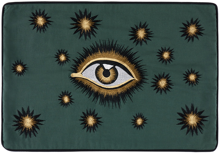 Photo: Les-Ottomans Green Embroidered Eye Cushion Case