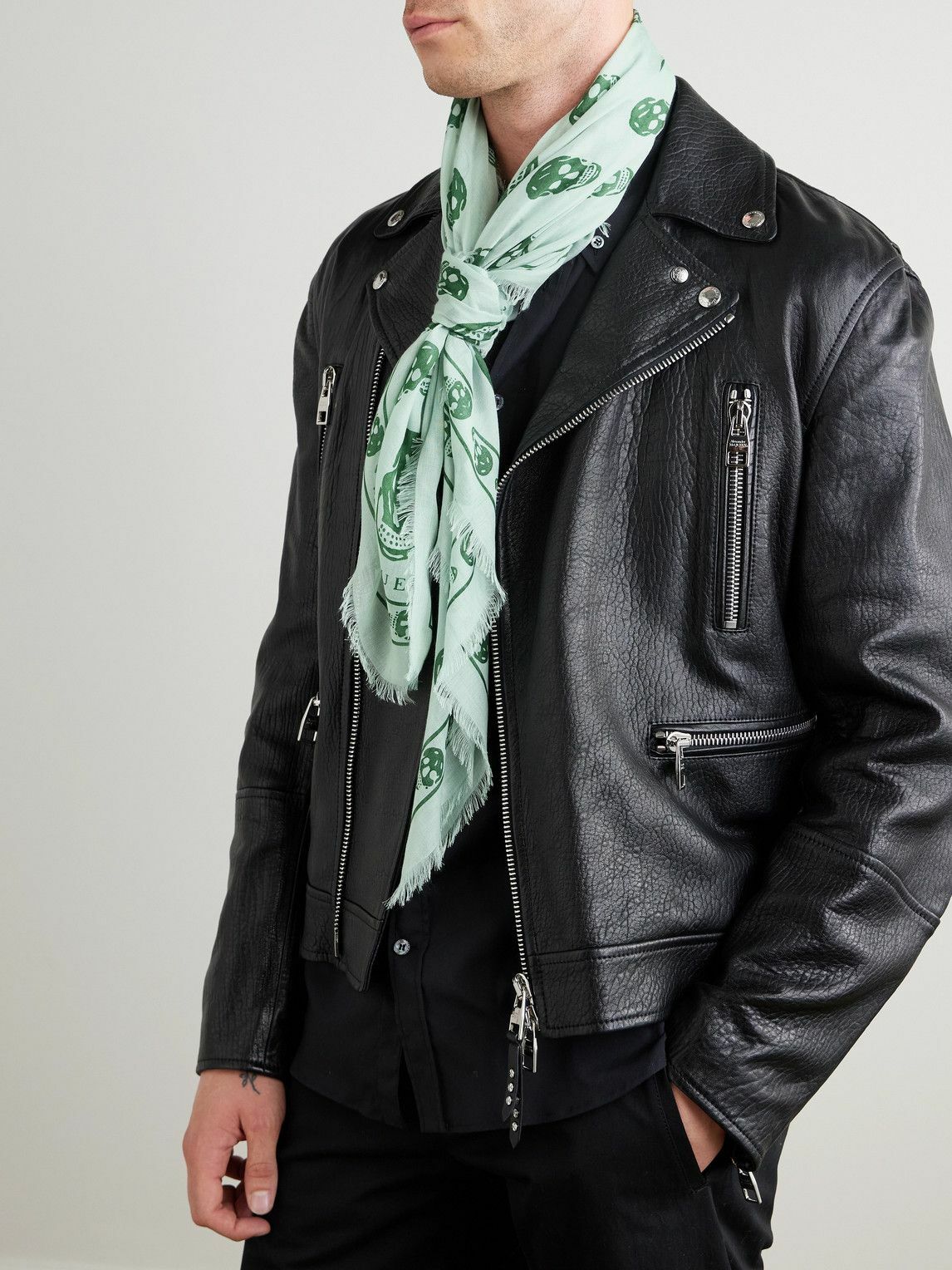 McQueen - Fringed Printed Modal and Silk-Blend Scarf
