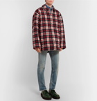 Balenciaga - Oversized Quilted Checked Cotton-Flannel Coat - Red