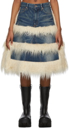Junya Watanabe Blue Fake Fur Denim Skirt