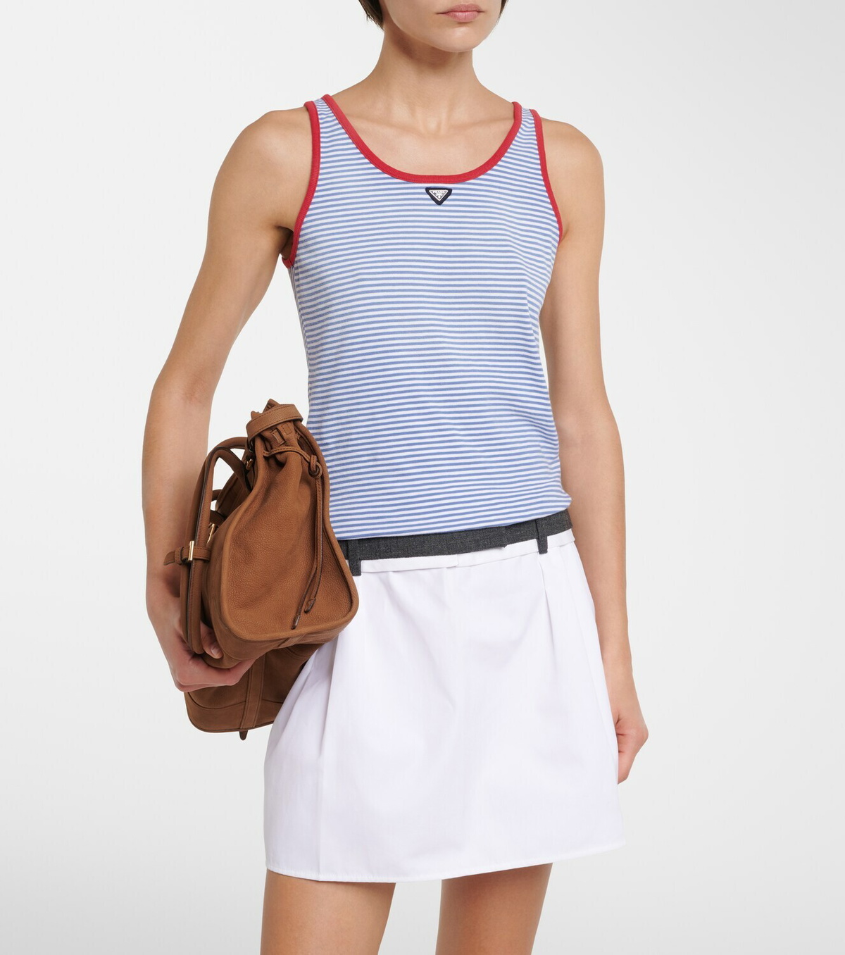 Prada Striped cotton jersey tank top