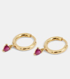 Octavia Elizabeth Charmed Micro Gabby 18kt gold hoop earrings with ruby