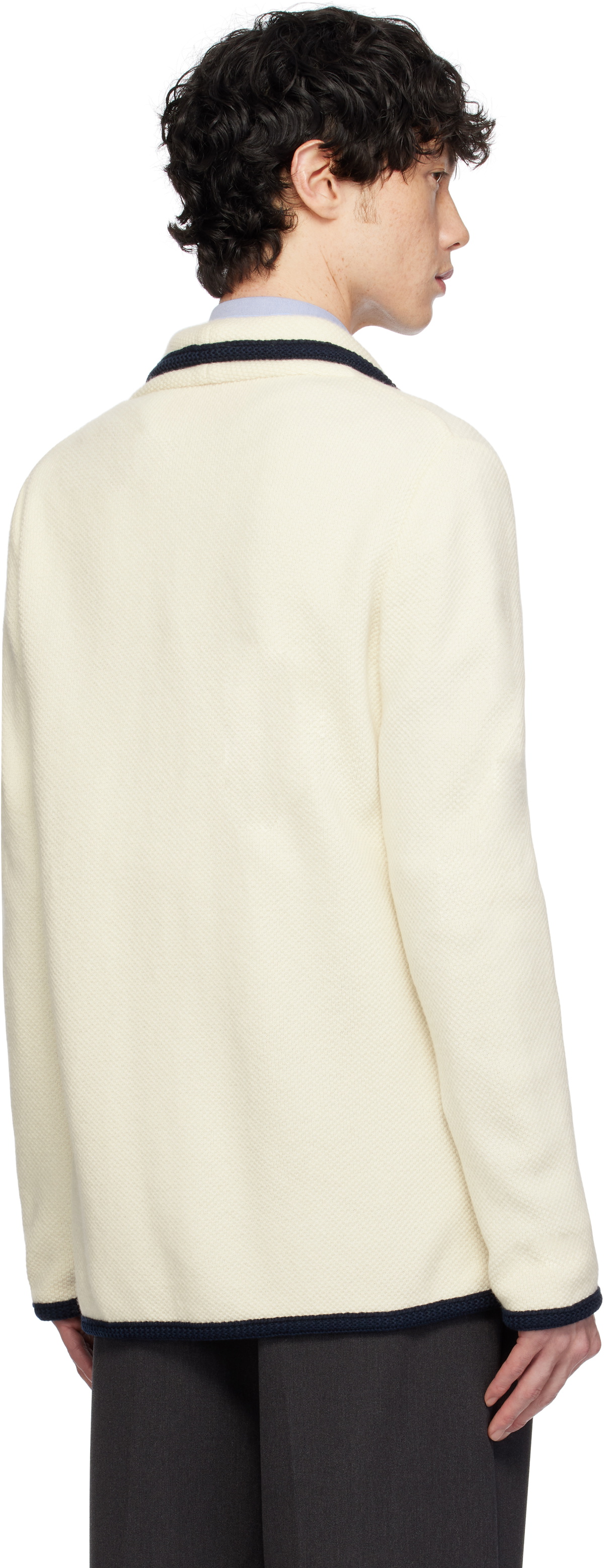 Valentino Off-White Single-Breasted Wool & Cotton Cardigan
