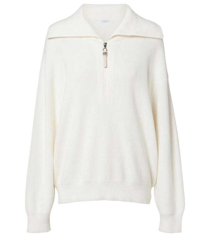 Photo: Brunello Cucinelli Monili oversized cotton half-zip sweater