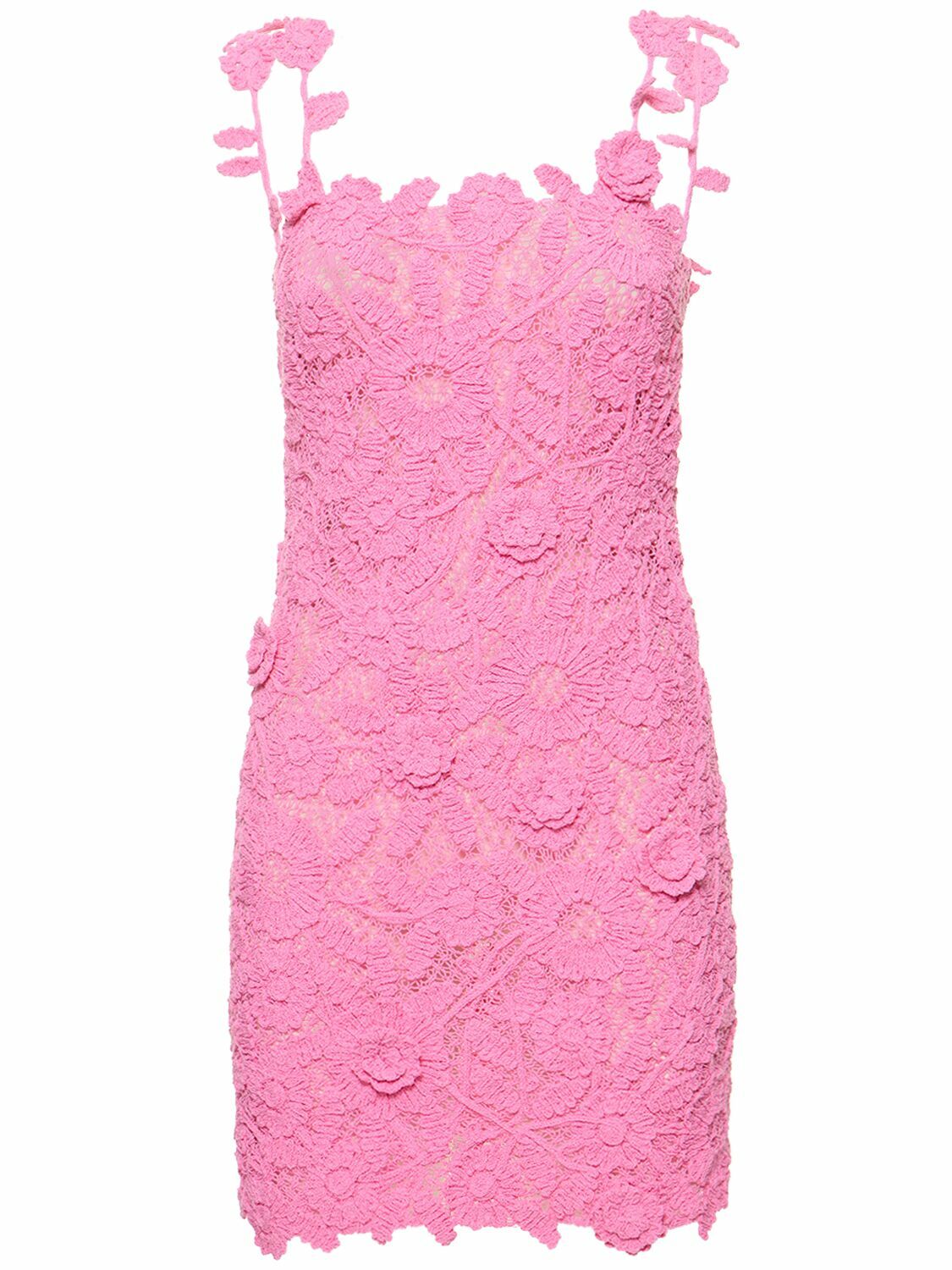BLUMARINE - Floral Macram Cotton Blend Mini Dress Blumarine