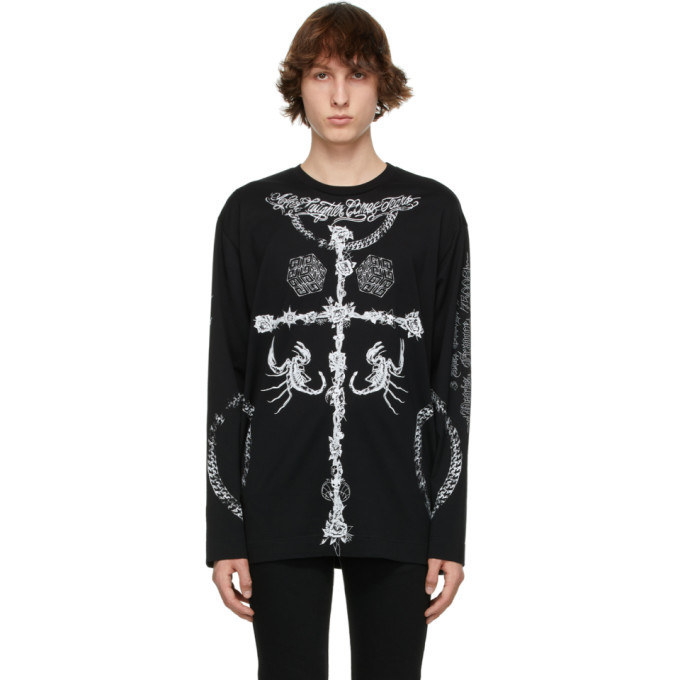 Photo: Givenchy Black Oversized Tattoo Long Sleeve T-Shirt