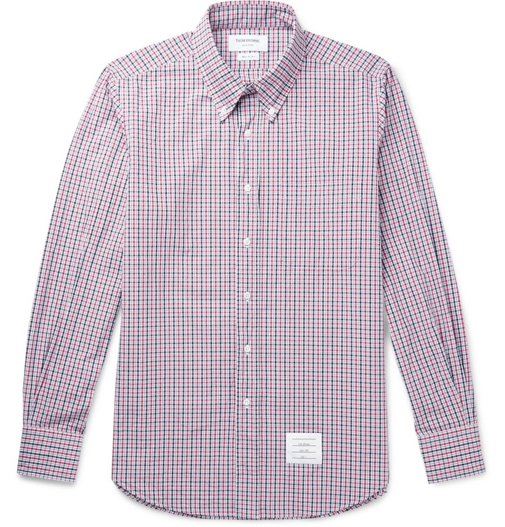 Photo: Thom Browne - Button-Down Collar Appliquéd Checked Cotton-Poplin Shirt - Multi