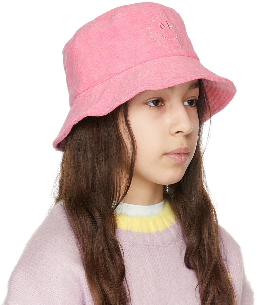 Luckytry Kids Pink Terry Logo Bucket Hat Luckytry