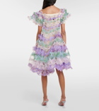 Susan Fang Tiered off-shoulder tulle midi dress