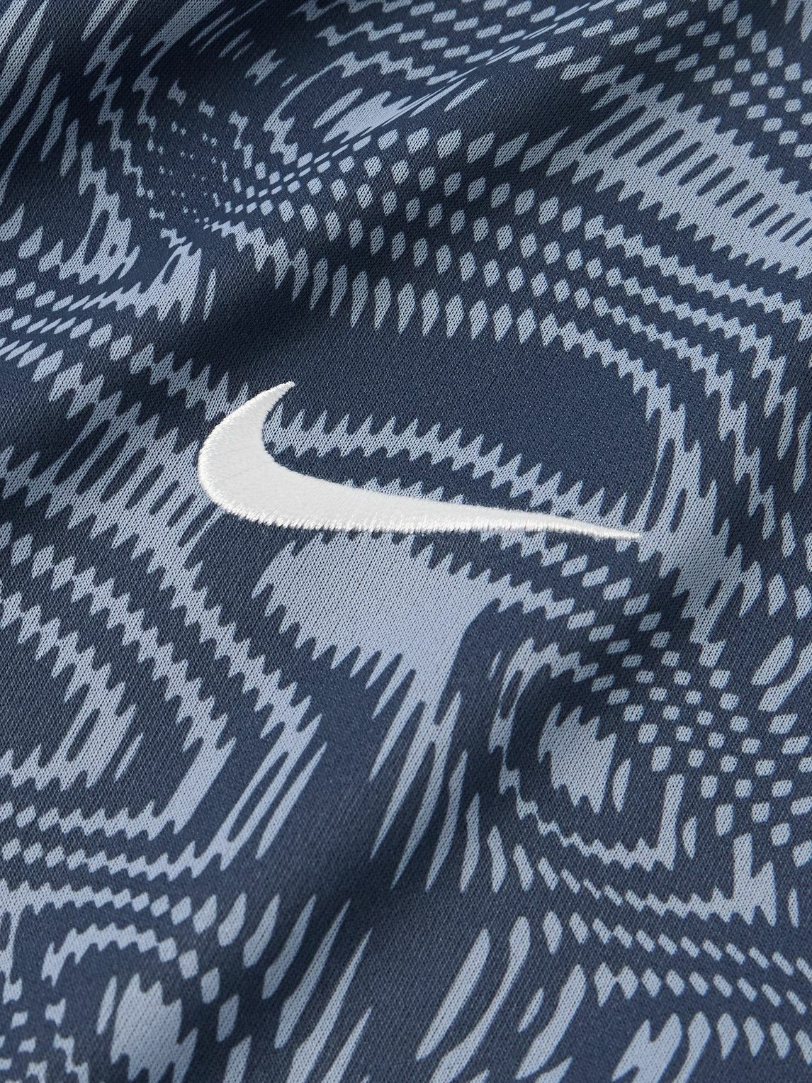 Nike Tennis - NikeCourt Victory Logo-Embroidered Printed Dri-FIT Tennis T-Shirt - Blue