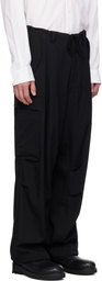 Y's For Men Black Side Triple Stitch Cargo Pants