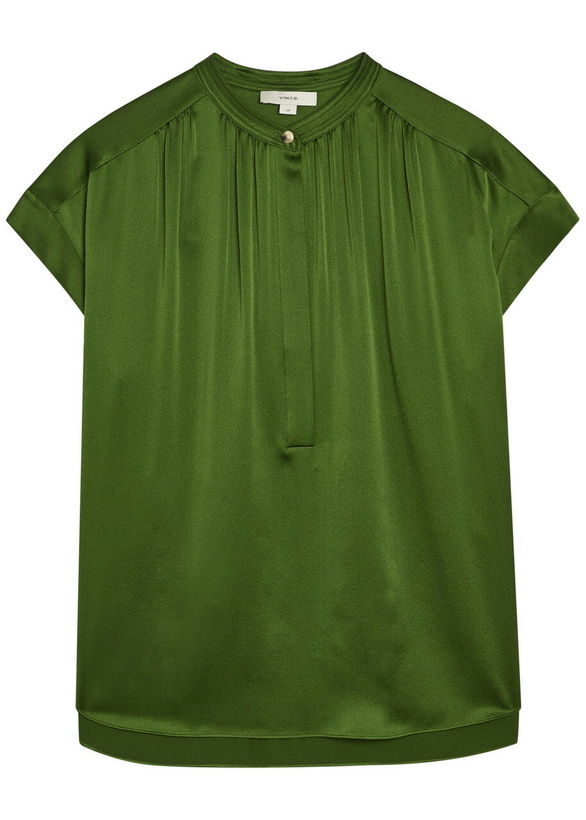 Photo: Vince Gathered Silk Blouse Green
