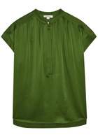 Vince Gathered Silk Blouse Green