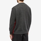 Comme des Garçons Homme Men's Lambswool Distressed Crew Knit in Charcoal/Red