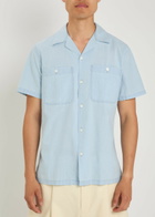 Drake's Chambray Cotton Shirt Light Blue