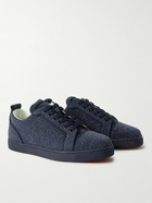 Christian Louboutin - Louis Junior Glittered Suede Sneakers - Blue