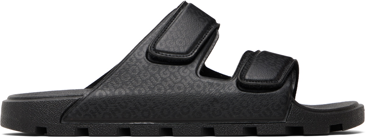 Hugo Black Printed-Logo Sandals