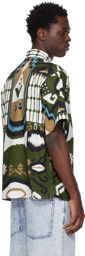 MSGM Khaki Macro Ikat Print Shirt