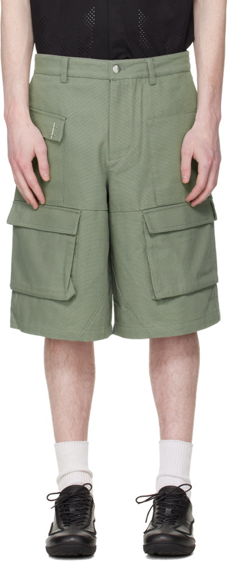 Photo: HELIOT EMIL Green Cellulae Cargo Shorts