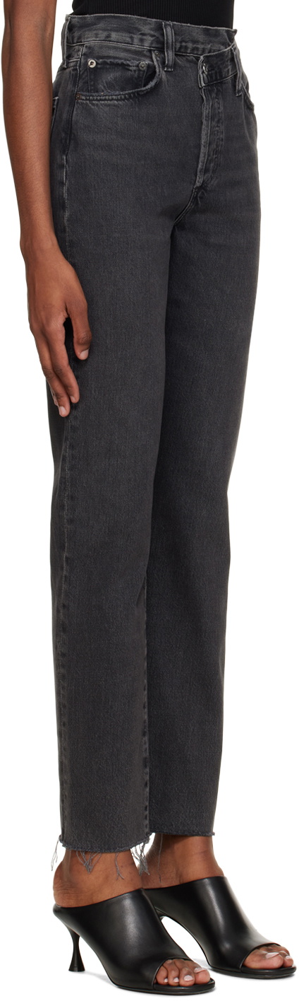 AGOLDE Criss Cross frayed high-rise straight-leg organic jeans