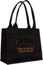 GANNI Black Denim Large Tote