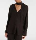 Agnona Tie-neck jersey blouse
