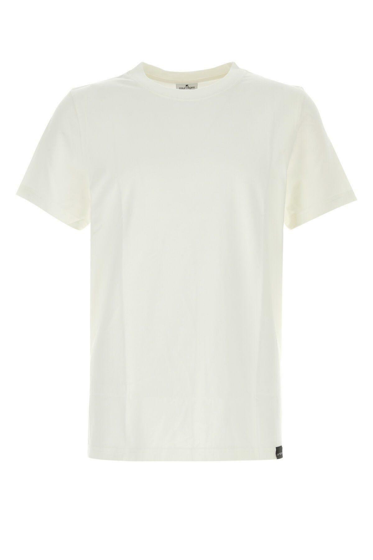 COURREGES Logo Print Cotton T-shirt with buckle Courreges