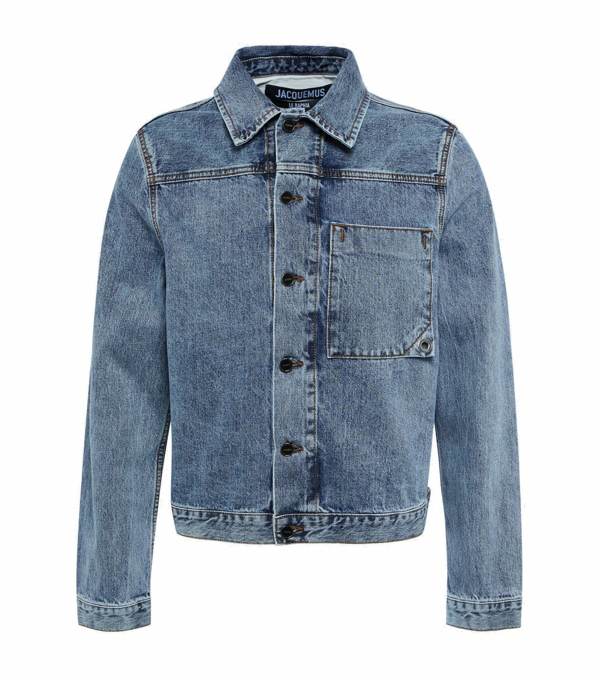 ★JACQUEMUS★ La Vest de Nimes Mayo Denim Jacket Navy Brown La Veste De Nîmes denim jacket in blue - Jacquemus | Mytheresa
