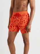 Vilebrequin - Mid-Length Logo-Flocked Swim Shorts - Orange
