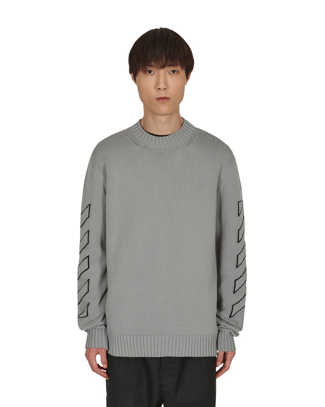 Off White Diag Outline Knit Crewneck Sweater Medium Off-White