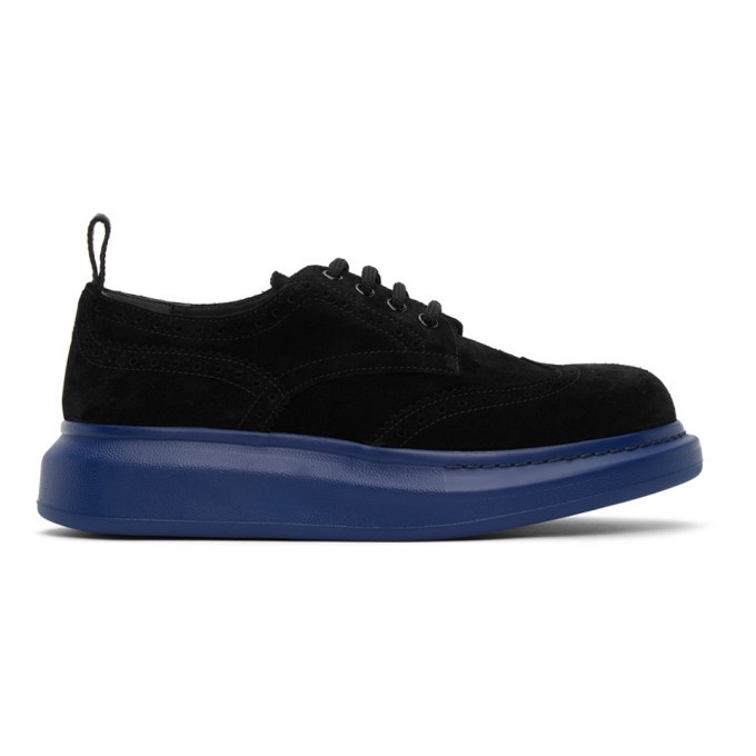 Photo: Alexander McQueen SSENSE Exclusive Black and Blue Hybrid Oversized Brogues